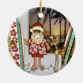 Tropische kerstversiering met Surf Board Keramisch Ornament (Achterkant)