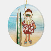 Tropische kerstversiering met Surf Board Keramisch Ornament (Links)