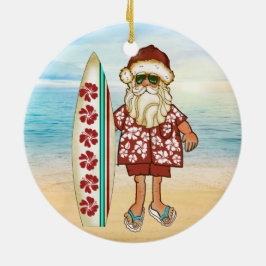 Tropische kerstversiering met Surf Board Keramisch Ornament