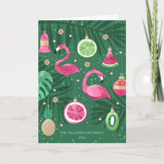 Tropische Kerstversieringen Custom Foto Gevouwen Kaart (Voorkant)