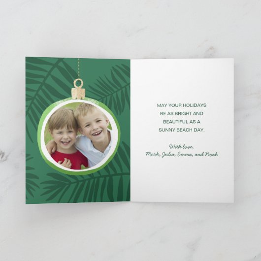 Tropische Kerstversieringen Custom Foto Gevouwen Kaart (Binnen)