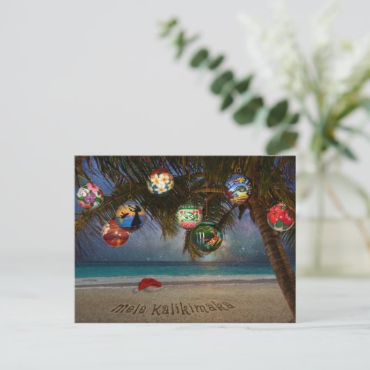 Tropische kerstversieringen feestdagenkaart (Staand voorkant)