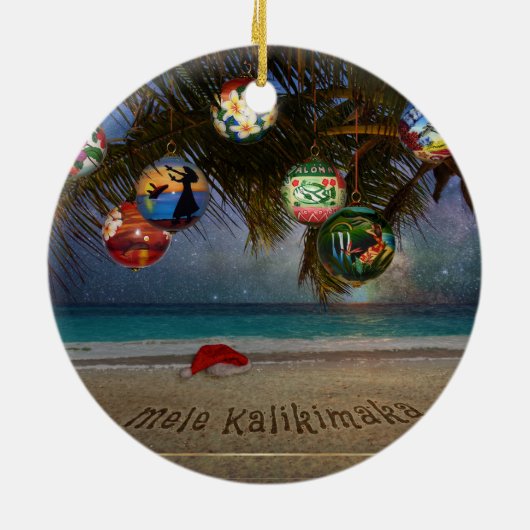 Tropische kerstversieringen keramisch ornament (Achterkant)
