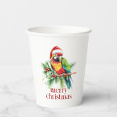 Tropische Kerstvogel Retro Vrolijk Kerstfeest Papieren Bekers (Achterkant)