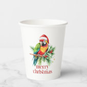 Tropische Kerstvogel Retro Vrolijk Kerstfeest Papieren Bekers (Voorkant)
