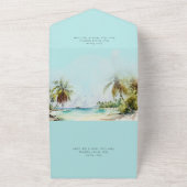 Tropische kever-palmbomen bruiloft all in one uitnodiging (Buitenkant)