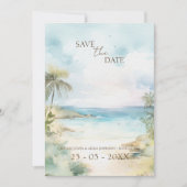 Tropische kever-palmbomen bruiloft save the date (Voorkant)