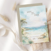 Tropische kever-palmbomen bruiloft save the date
