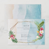 Tropische kever-strand bruiloft RSVP kaartje (Voorkant / Achterkant)