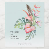 Tropische kever-strand bruiloft wijn etiket (Enkel label)