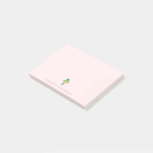 Tropische Kikker Blush Roze Gepersonaliseerd Post-it® Notes (Schuin)