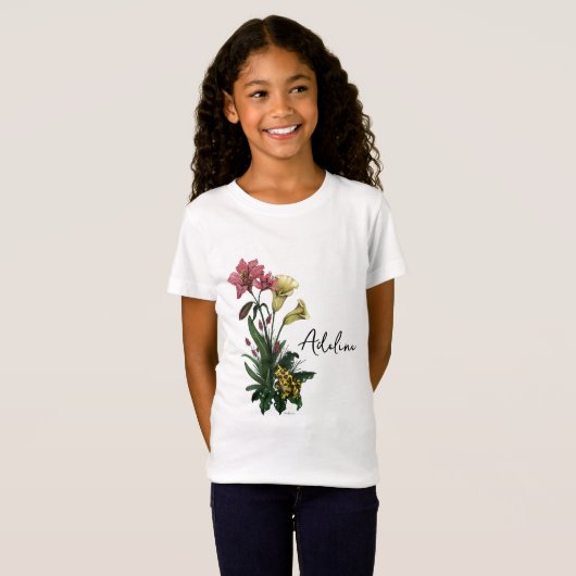 Tropische kikker en Lily Botanical Floral Art T-shirt (Voorkant volledig)