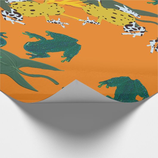Tropische kikkers cadeaupapier (Hoek)