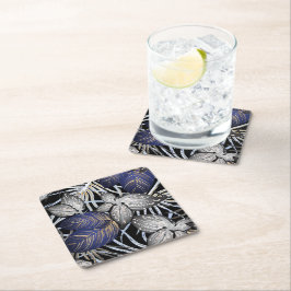 Tropische klasse is een blauwe, zilveren en gouden kartonnen onderzetters