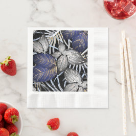 Tropische klasse is een blauwe, zilveren en gouden servet