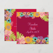 Tropische kleur achtergrond bruiloft kaart (Voorkant / Achterkant)