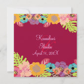 Tropische kleur achtergrond bruiloft kaart (Voorkant)