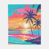 Tropische kleur Glow Sunset Design Fleece Deken (Voorkant)