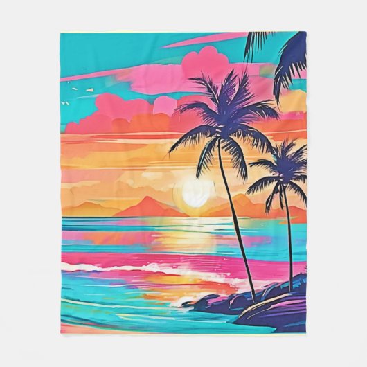 Tropische kleur Glow Sunset Design Fleece Deken (Voorkant)