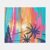 Tropische kleur Glow Sunset Design Fleece Deken (Voorkant (Horizontaal))