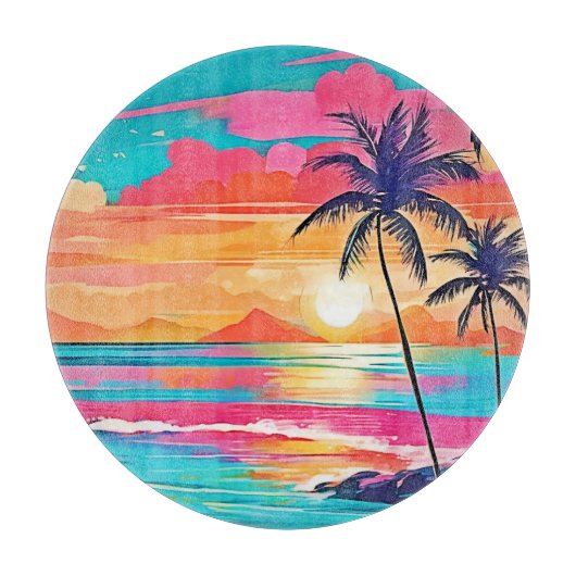 Tropische kleur Glow Sunset Design Snijplank (Voorkant)