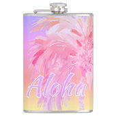 Tropische Kleuren Aloha Palmboom Heupfles (Voorkant)