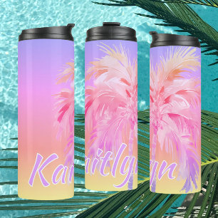 Tropische Kleuren Aloha Palmboom Persoonlijk Thermosbeker