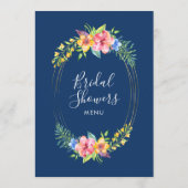 Tropische kleuren bloemen lijst van bouquet gold menu (Achterkant)