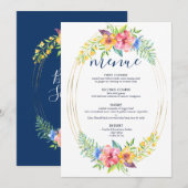 Tropische kleuren bloemen lijst van bouquet gold menu (Voorkant / Achterkant)