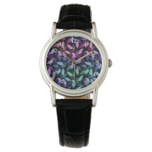 Tropische kleuren die lederen polsen horloge