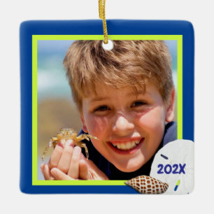 Tropische kleuren Seashells kerstfoto's Ornament