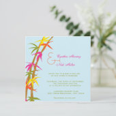 Tropische Kleurrijke Bamboe Bruiloft Uitnodiging (Staand voorkant)