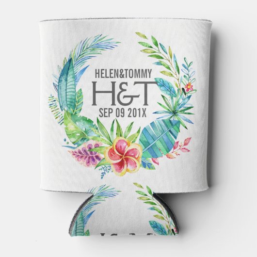 Tropische kleurrijke bloemen bruiloft Wreater Blikjeskoeler (Voorkant)