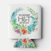 Tropische kleurrijke bloemen bruiloft Wreater Blikjeskoeler (Achterkant)
