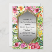 Tropische kleurrijke bloemen verjaardagsfeest elk  kaart (Voorkant)