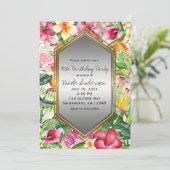 Tropische kleurrijke bloemen verjaardagsfeest elk  kaart (Staand voorkant)