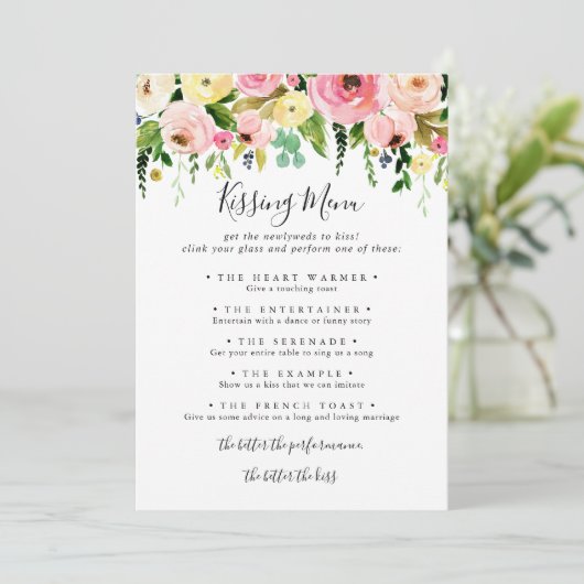 Tropische kleurrijke bruiloft menu Spel Kaart (Staand voorkant)