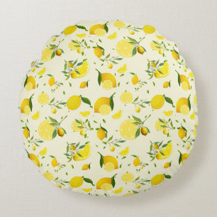 Tropische kleurrijke Citrus ZOMER Sinaasappel citr Rond Kussen