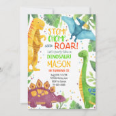 Tropische Kleurrijke Dinosaurussen Verjaardag Uitn Kaart (Voorkant)