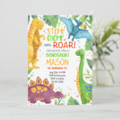Tropische Kleurrijke Dinosaurussen Verjaardag Uitn Kaart (Staand voorkant)