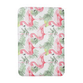Tropische Kleurrijke Flamingo en Bladeren Badmat (Voorkant Verticaal)