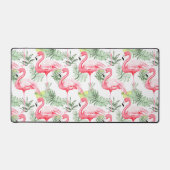 Tropische Kleurrijke Flamingo en Bladeren Bureaumat (Voorkant)