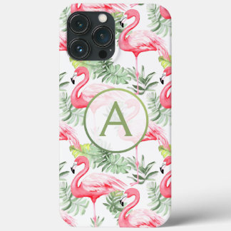 Tropische Kleurrijke Flamingo en bladeren P & Mono Case-Mate iPhone Case
