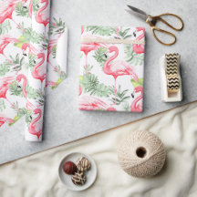 Tropische Kleurrijke Flamingo en Bladeren Patroon