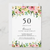 Tropische Kleurrijke Herfst Bloemen 50ste Verjaard Kaart (Voorkant)