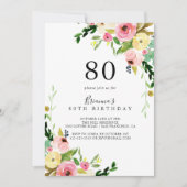 Tropische Kleurrijke Herfst Bloemen 80ste Verjaard Kaart (Voorkant)