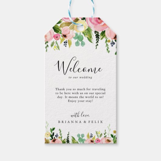 Tropische Kleurrijke Herfst Bloemen Bruiloft Welko Cadeaulabel (Voorkant)