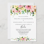 Tropische Kleurrijke Herfst Bloemen Spaans Bruilof Kaart (Voorkant)