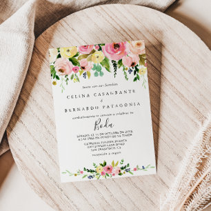 Tropische Kleurrijke Herfst Bloemen Spaans Bruilof Kaart