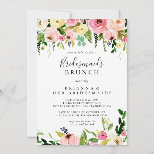 Tropische kleurrijke herfst bruidsmeisjes brunch d kaart (Voorkant)